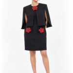 Noir Bloom Cape Dress