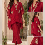 Ruby Royale Embroidered Cape Set